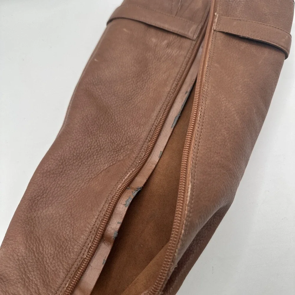 Arturo Chiang Women's Leather Zip Boots Knee High‎ Riding Boots Size 7M Brown